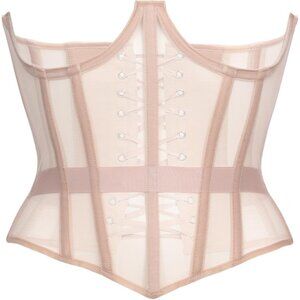 Women Beige Unique Underbust Corset Lace Up Waist Trainer  Shapewear Body Shaper